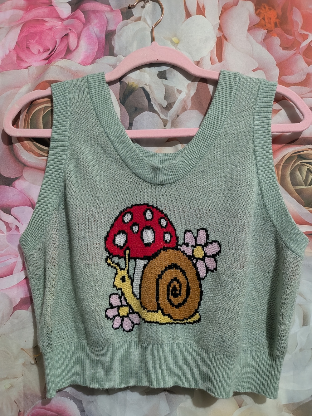 Hot Topic Mint Green & Pink Snail Mushroom Sweater Set - Picture 5 of 11